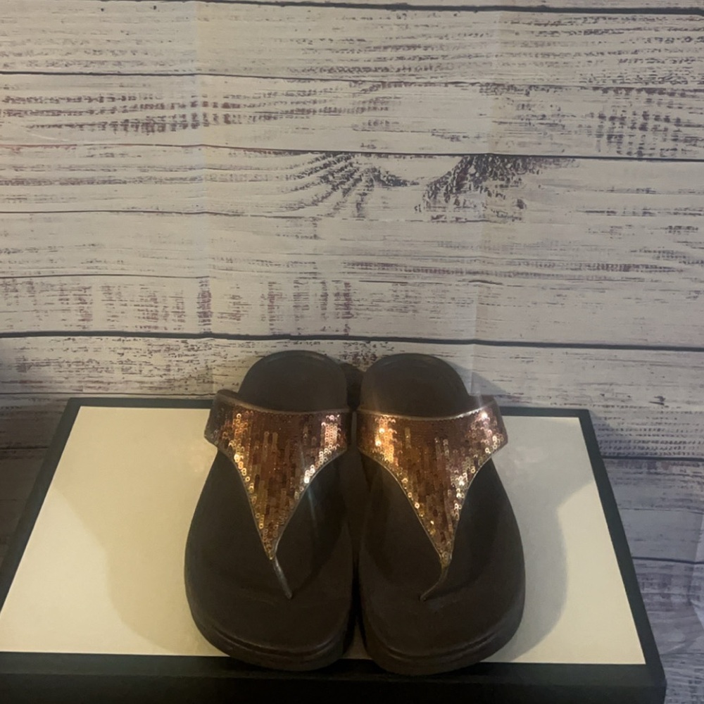 FitFlop Electra Sequined Bronze Sandals